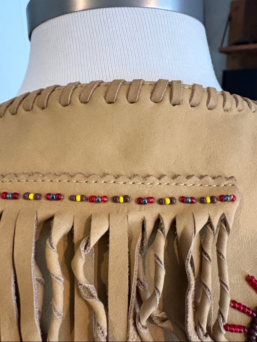 Double D Ranch Mustard Brown Suede Embroidered Western Vest - Picture 6 of 13